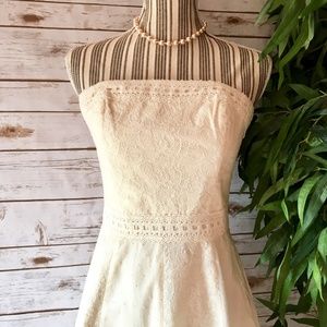WHBM Strapless White Lace Dress Size 6